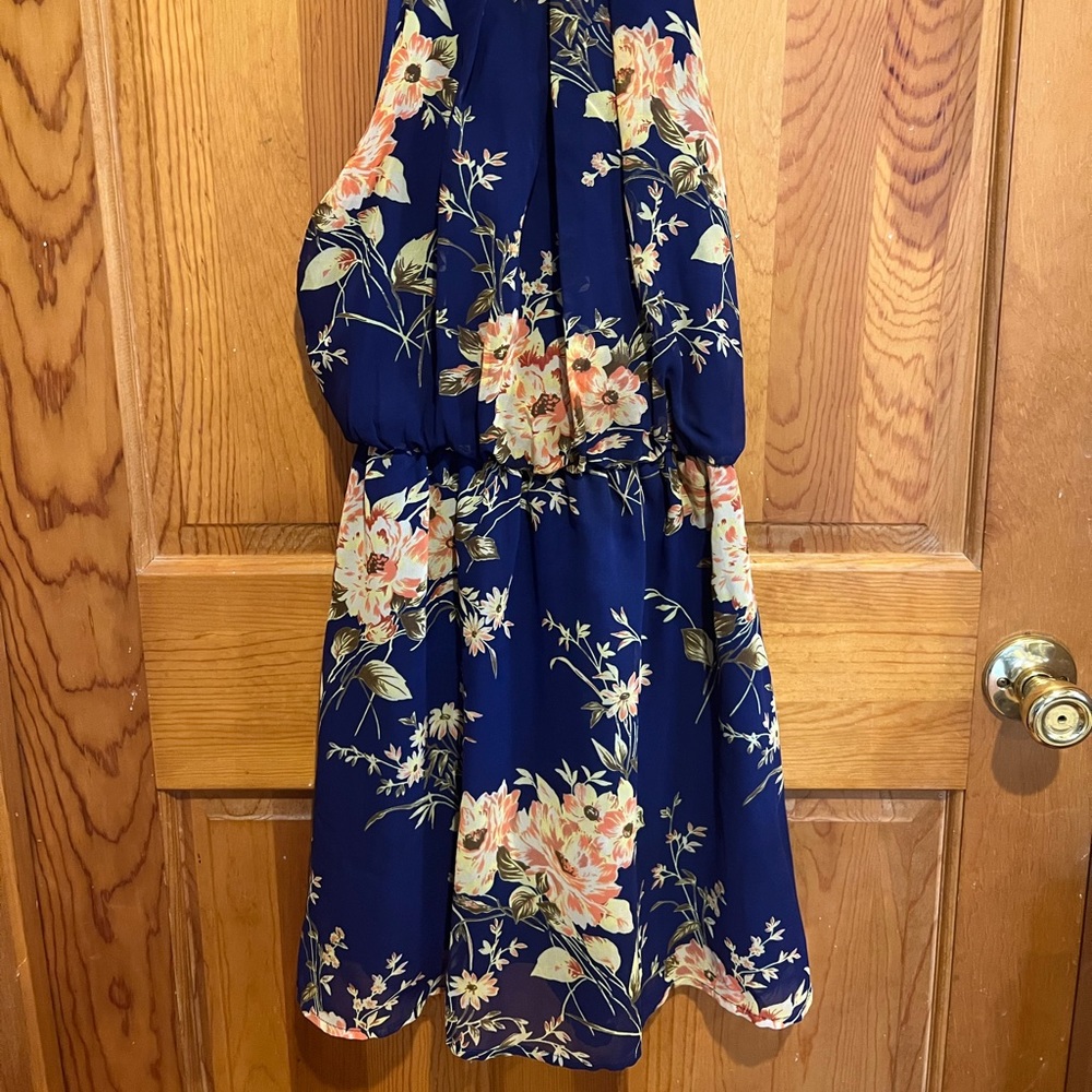 Royal blue floral dress. Size XS